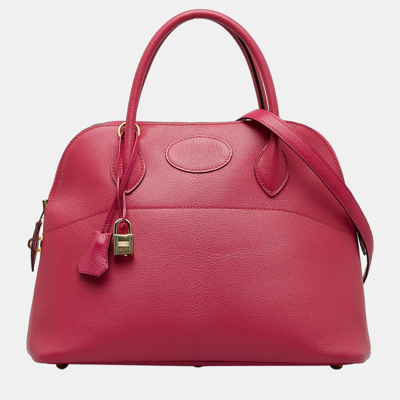 Pre-owned Hermes Pink Chevre Bolide 31
