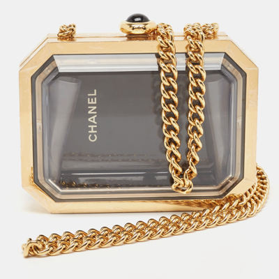 Pre-owned Chanel Gold Premiere Plexiglass Minaudiere Clutch Bag