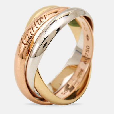 Pre-owned Cartier 18k Three Tone Gold Ring 50