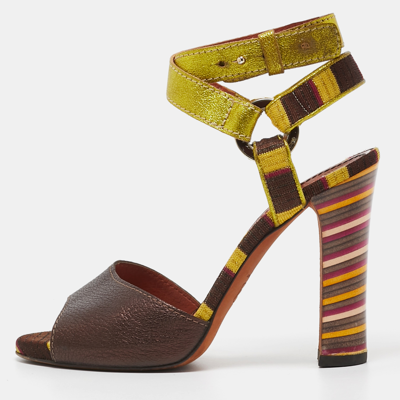 Pre-owned Missoni Tricolour Leather Strappy Sandals Size 39 In Multicolor