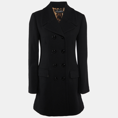 Pre-owned Dolce & Gabbana Black Wool Double-breasted Coat S