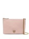 PINKO 'FLAT LOVE BAG' PINK SHOULDER BAG WITH LOGO PATCH IN SMOOTH LEATHER WOMAN PINKO
