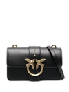 PINKO 'MINI LOVE BAG ICON' BLACK SHOULDER BAG WITH LOGO PATCH IN SMOOTH LEATHER WOMAN PINKO