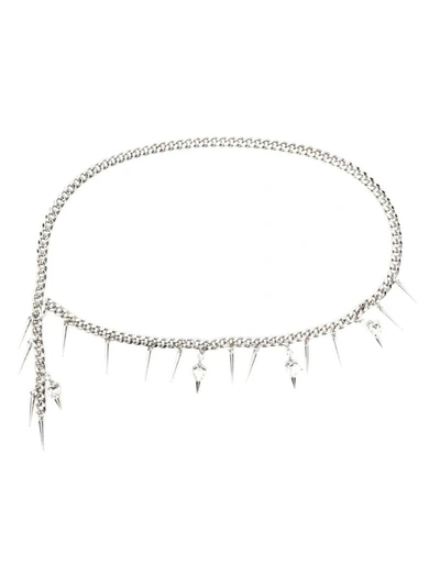 Alessandra Rich Spike-embellished Chain Belt In Silver