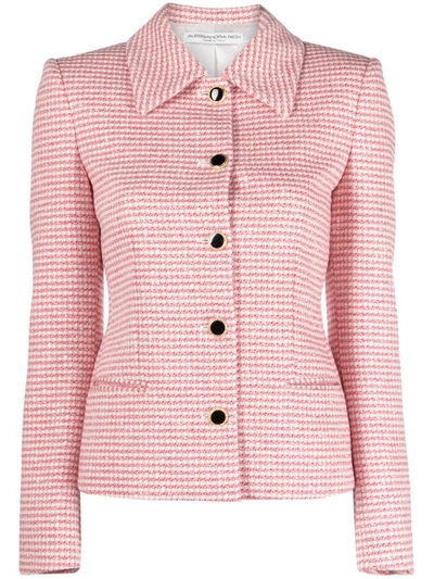 Alessandra Rich Sequinned Checked Wool-blend Tweed Jacket In Red Pink