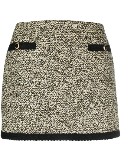 Alessandra Rich Sequin-embellished Cotton-blend Tweed Mini Skirt In Grey