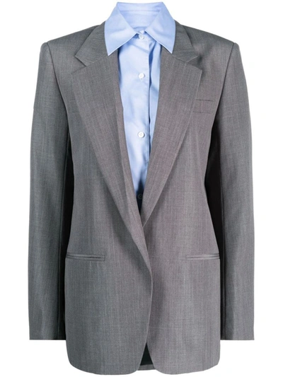 Alexander Wang Drapey Oversized Blazer With Collared Shirt Combo Clothing In Grey