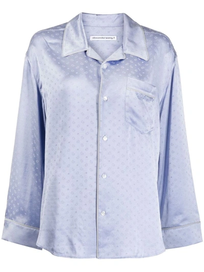 Alexander Wang Pajama Long Sleeve Shirt In Blue