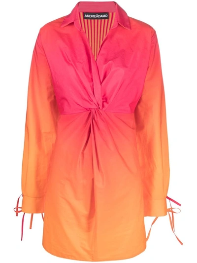 Andreädamo Andreādamo Woman Mini Dress Fuchsia Size M Cotton, Viscose, Polyester, Polyamide, Elastane In Pink