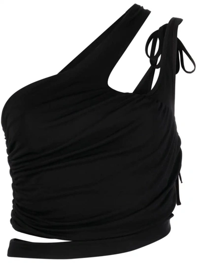 Andreädamo Draped Cropped Top In Black