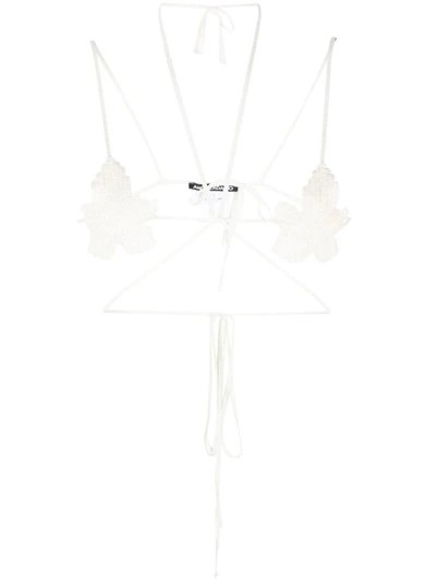 Andreädamo Fig-leaf Knitted Bra Top In Beige