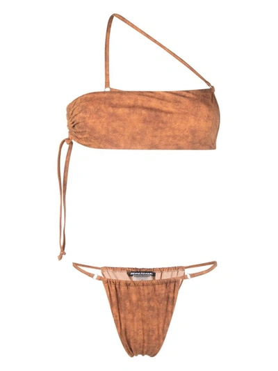Andreädamo Asymmetric-bandeau Bikini Set In 03 1270 Washed Nude