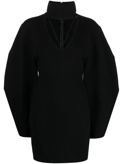 Andreädamo Andreādamo Stretch Knit Mini Dress With Clothing In Black