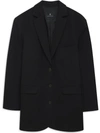Anine Bing Quinn Single-breasted Wool Blazer In Black