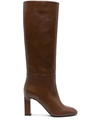 Aquazzura Sellier 85mm Leather Boots In Brown
