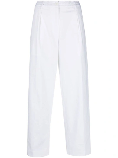 Aspesi Elasticated Straight-leg Trousers In White