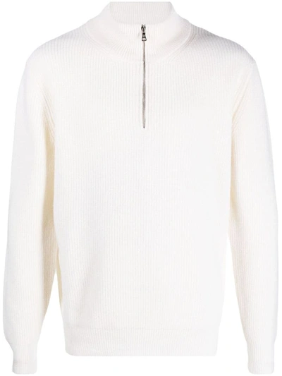 Ballantyne Half-zip Wool Jumper In White