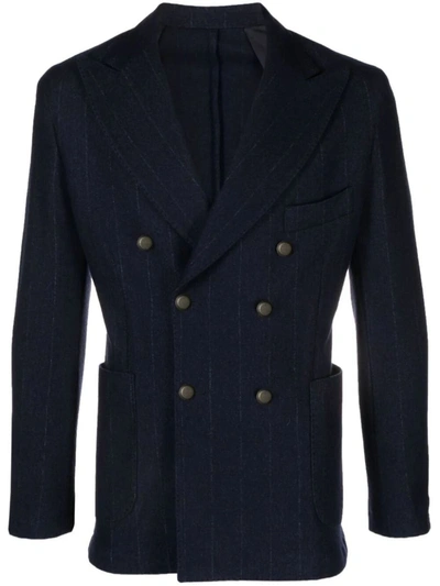 Barba Dynamic Single Breasted Pinstriped Jacket Clothing In Blue