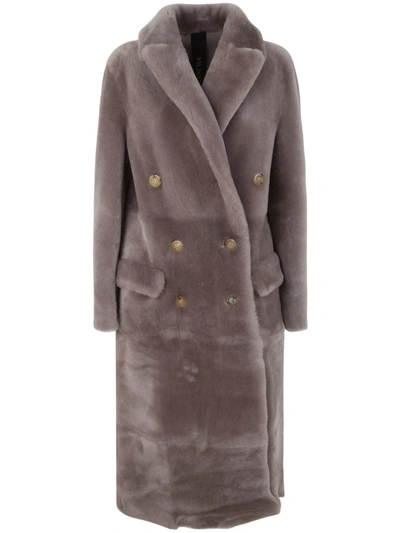 Blancha Shearling Coat In Grey
