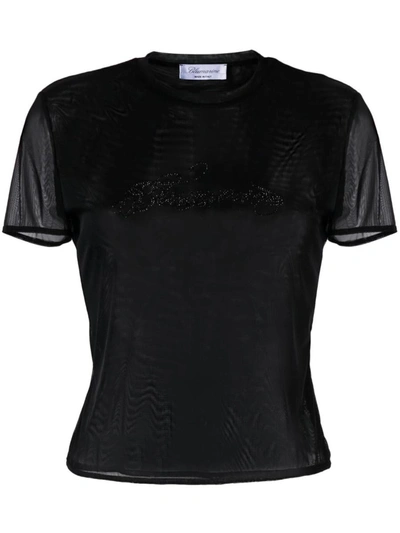 Blumarine Blusa M/c C/logo Str Clothing In Black