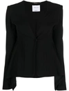 Blumarine Tailored Peplum V-neck Jacket In Black