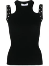 Blumarine Knit Top Featuring Sleeves And Button Embellishments In Black