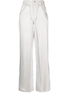 Blumarine High-waist Satin-panelled Jeans In Grey