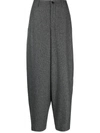 Closed Check-pattern Tapered Trousers In 180 Charcoal