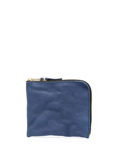 Comme Des Garçons Textured Leather Wallet Design In Blue