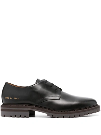 Common Projects Officers Leather Derby Shoes In Black