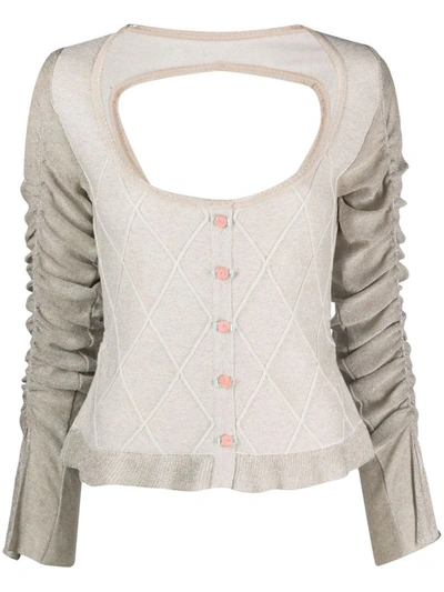Cormio Elena Draped-sleeve Cardigan In Beige
