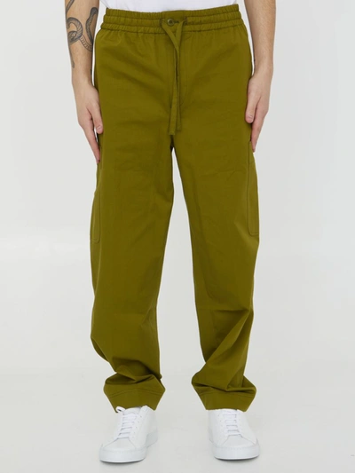 Kenzo Cotton Gabardine Cargo Jogger Sweatpants In Green