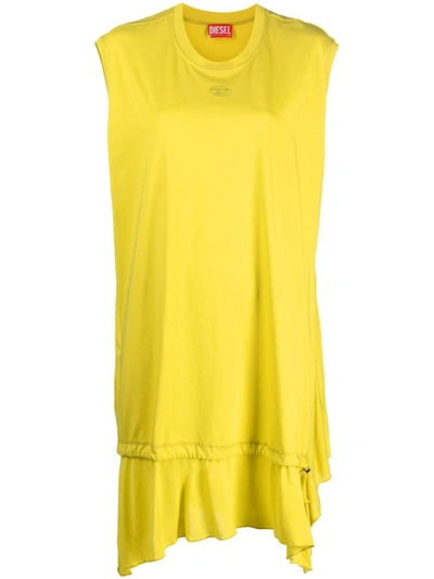 Diesel D-rolletty-nw Drawstring Midi Dress In Yellow & Orange