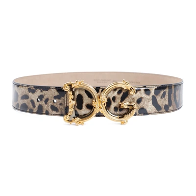 Dolce & Gabbana Leo Calf Leather Belt In Nude & Neutrals