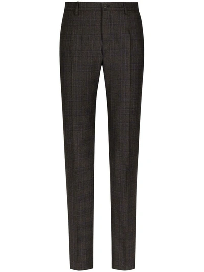 DOLCE & GABBANA DOLCE & GABBANA PRINCE OF WALES PATTERNED WOOL TAILORED TROUSERS CLOTHING