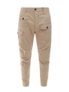 Dsquared2 Cargo Cotton Trouser With Pockets In Beige
