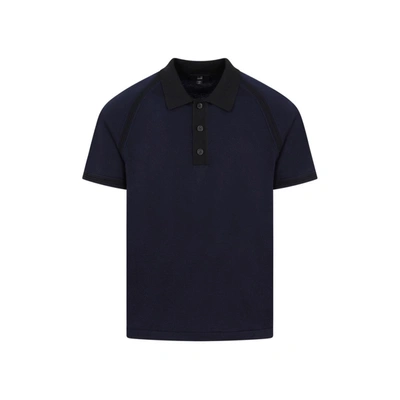 Dunhill Lines Raglan Detail Short Sleeve Polo In Black