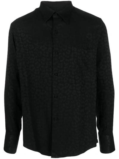 Ernest W Baker Men's Classic Tonal Pinstripe Shirt In Black Cheetah