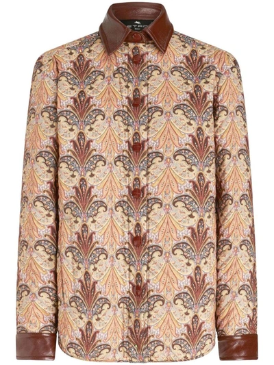 Etro Wool And Silk Shirt Jacket In Brown