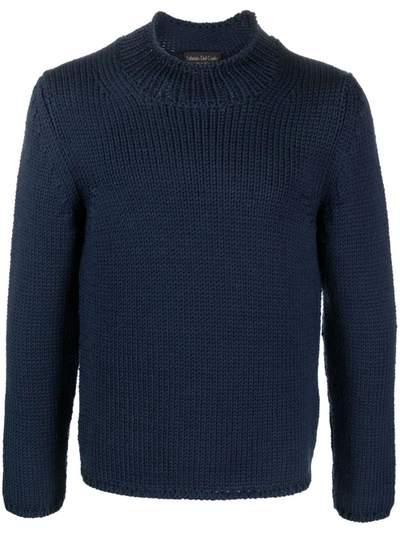 Fabrizio Del Carlo Wool Round Neck Sweater In Blue