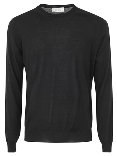 Filippo De Laurentiis Royal Merino Long Sleeves Crew Neck Sweater In Black