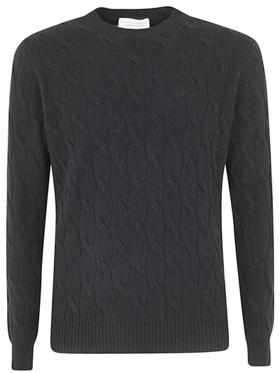 Filippo De Laurentiis Wool Cashmere Long Sleeves Crew Neck Jumper With Braid Clothing In Black