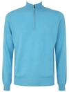 Filippo De Laurentiis Wool Cashmere Long Sleeves Half Zipped Sweater In Blue