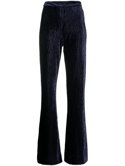 Forte Forte Crush Velvet Flared Pants In Blue