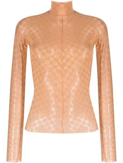 Forte Forte Forte_forte Damier Lace Shirt Clothing In Nude & Neutrals
