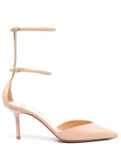 Francesco Russo Double-strap 75mm Leather Pumps In Beige
