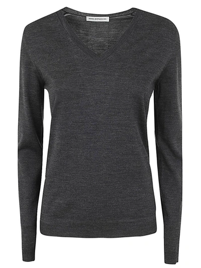 Goes Botanical Long Sleeves V Neck Sweater In Grey