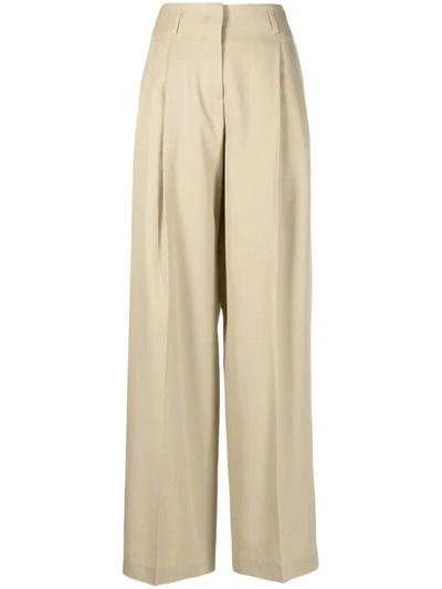 Golden Goose Journey Wool Gabardine Wide-leg Pants In Roasted Cashew