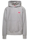 KENZO GREY HOODIE WITH LOGO PRINT AT THE FRONT AND BACK IN STRETCH COTTON MAN
