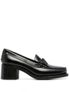 Hereu Sineu Leather Heeled Penny Loafers In Black